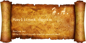Havlicsek Ágota névjegykártya